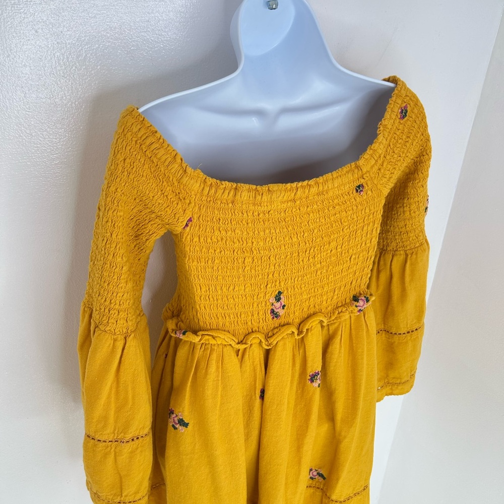 Free People Counting Daises Bell Sleeve Mini Dress Small‎ Boho Hippie Festival - Picture 12 of 16